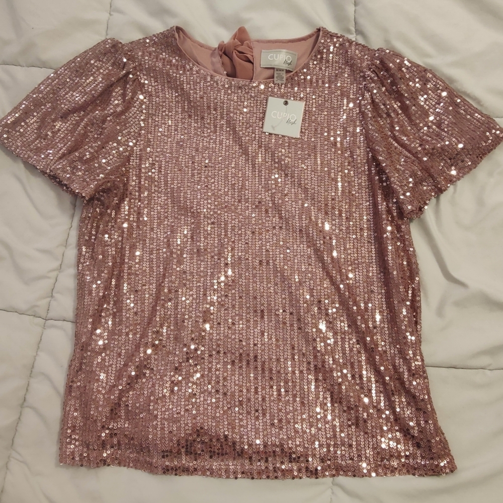 Cupio Blush Sequin Short Sleeve Top